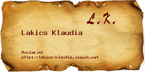 Lakics Klaudia névjegykártya